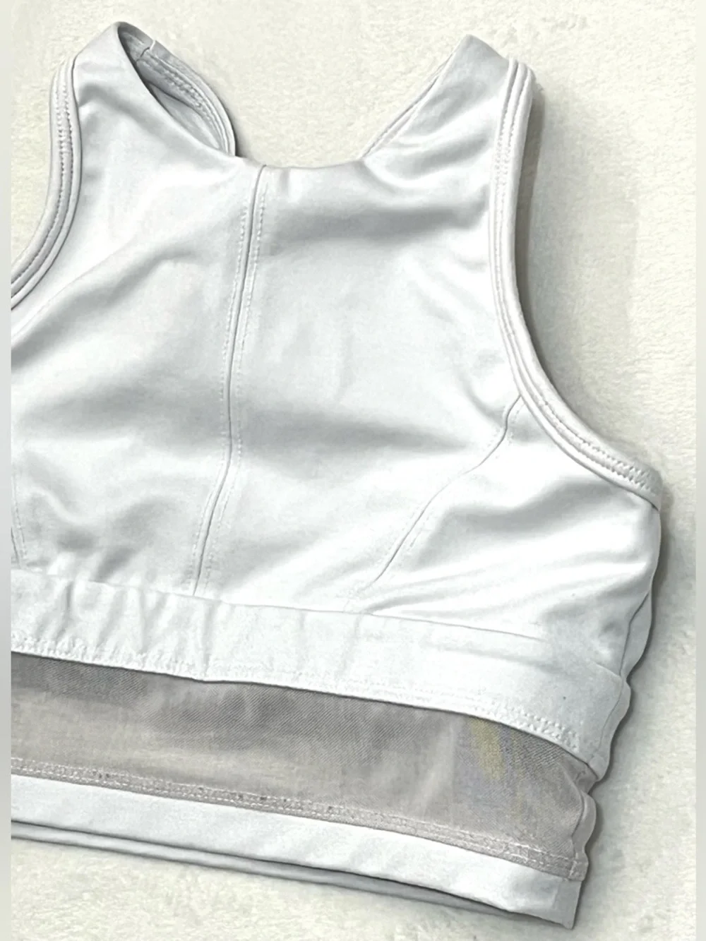 Jo+Jax Youth White High-Neck Premium Dance + Activewear Performance Sports Bra